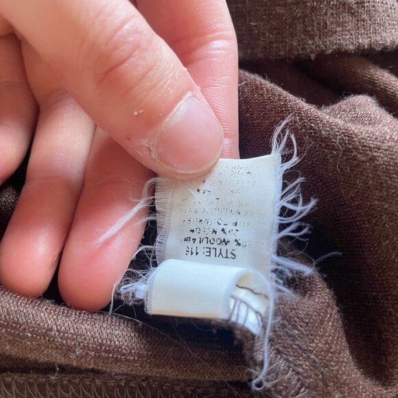 Y2K wool blend fur sleeve brown boatneck cropped sweater! - Picture 13 of 14